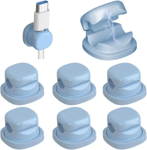 Miniatura 11 de Organizador magnético de cables de carga 2026, paquete de 6 clips de organización de cables con adhesivo para teléfono, soporte de almacenamiento