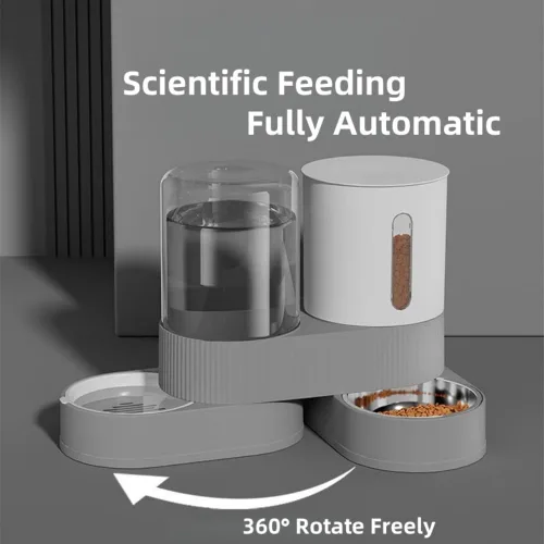 Miniatura 2 de Alimentador de gravedad para gatos y dispensador de agua, 2 en 1, alimentador automático para gatos con rotación de 180 grados, paquete de 2