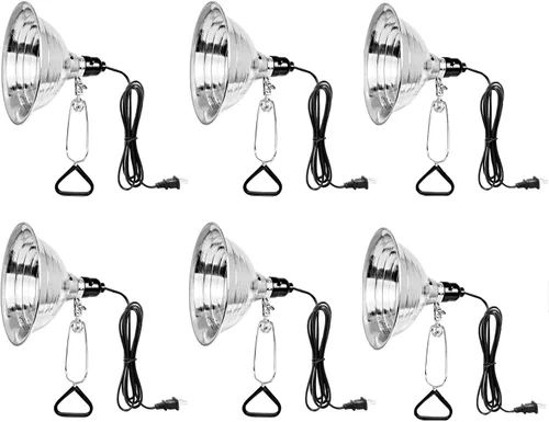Simple Deluxe - Paquete de 6 lámparas de abrazadera de 8.5 pulgadas con reflector de aluminio de hasta 150 W, cable de 6 pies (sin bombilla Negro