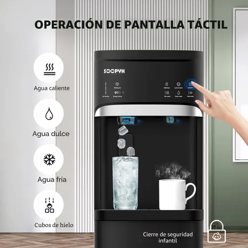 Miniatura 2 de Dispensador de enfriador de agua 4 en 1 de agua caliente/frío/habitación con máquina de hielo, carga inferior, capacidad diaria de 22 libras