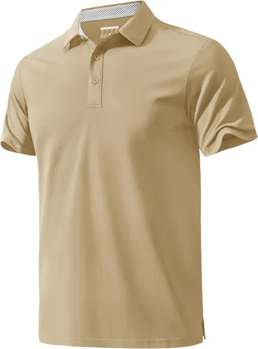 Miniatura 12 de MAGNIVIT Camisas polo de manga corta para hombre, camisas de golf atléticas que absorben la humedad, camisa casual de algodón con cuello de 3 botones