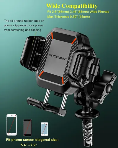 Miniatura 5 de BRCOVAN Soporte antirrobo para teléfono de horquilla para motocicleta con amortiguador de vibraciones [bloqueo 1s] [apto para cámara]