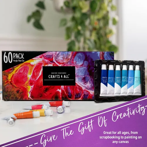 Miniatura 7 de Crafts 4 All Juego de pintura acrílica – Paquete de 60 pinturas artísticas de 0.4 fl oz para lienzo, decoración de pintura, madera, cerámica