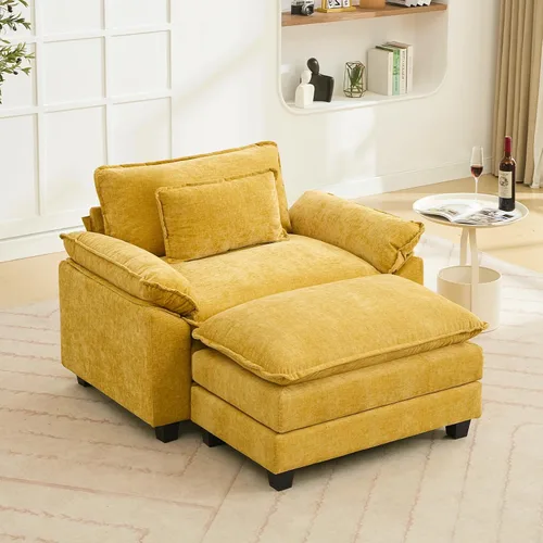 Miniatura 83 de Oprisen Sofá Seccional Modular, Cómodo Cloud Couch Sofá Seccional, Sofá Cama de Chenilla con Asiento Profundo con Almohadas Decorativas para Sala