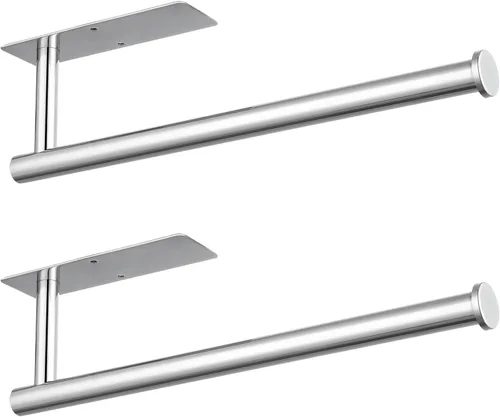 Miniatura 11 de Toallero de papel para debajo del gabinete, barra de toalla de papel para cocina, montaje en pared, autoadhesivo o perforación, acero inoxidable 304