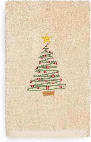Miniatura 30 de Toalla de mano bordada de lujo 100% algodón turco, racimo de acebo de Navidad
