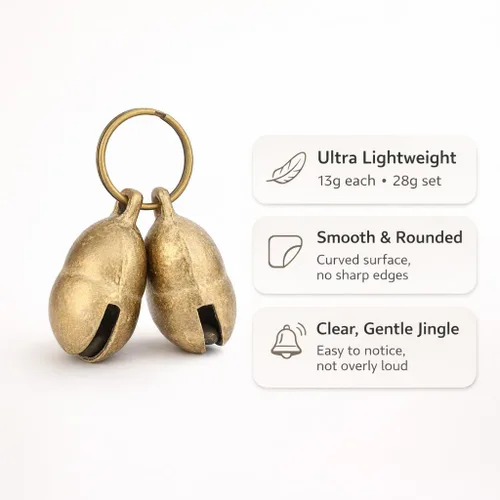 Miniatura 5 de kcrygogo Campana de latón para perros medianos/grandes, campanas fuertes y claras para collar o mordedura de timbre (4 unidades), Cobre Latón
