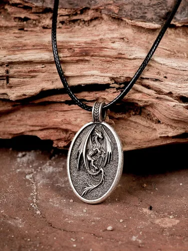 Miniatura 2 de HAQUIL Dragon Necklace, Antique Medieval Dragon Pendant, Faux Leather Cord, Jewelry Gift for Men and Women