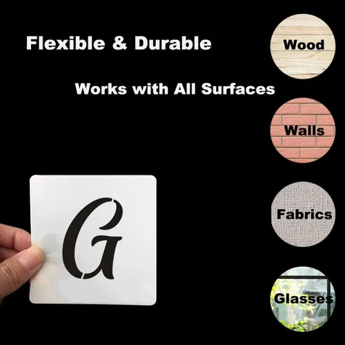 Miniatura 7 de Plantillas de letras del alfabeto de 1 pulgada para pintar, paquete de 70 plantillas de letras y números con letreros para pintar sobre madera