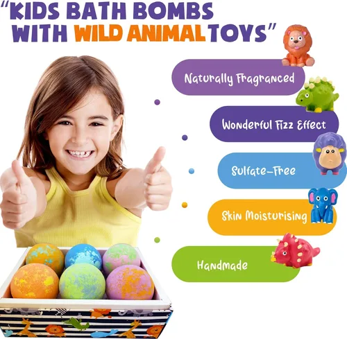Miniatura 4 de Bombas de baño para niños con sorpresa en el interior – Baño orgánico con juguetes en el interior. Todo natural, suave y seguro para niños, bolas