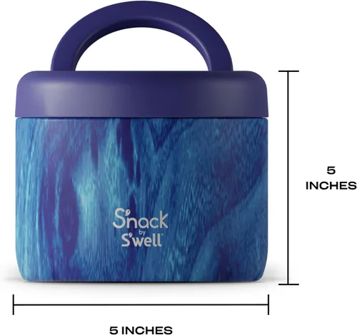 Miniatura 4 de S'nack by S'well - Recipiente de alimentos de acero inoxidable, 24 onzas, bosque azul, cuencos aislados de doble capa, sin BPA