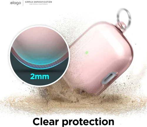 Miniatura 4 de elago Funda transparente con llavero compatible con AirPods 3, cinta de gel incluida, reducción del amarilleo, protección transparente, soporta