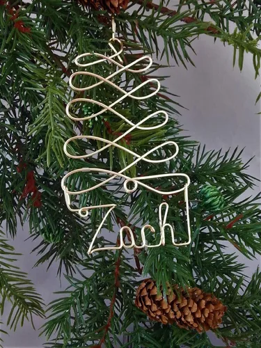 Adornos de Navidad personalizados, árbol plateado, dorado o rojo con cualquier nombre, etiqueta de nombre de regalo, adorno de nombre personalizado,