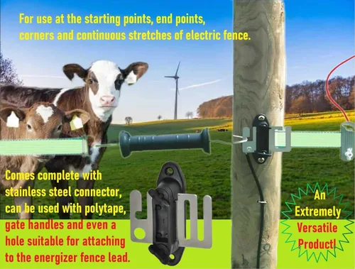 Miniatura 5 de Aislador eléctrico de puerta de tensión de extremo de valla Polytape Gancho de anclaje/esquina/estiramiento/tensor aislante con placa de conector
