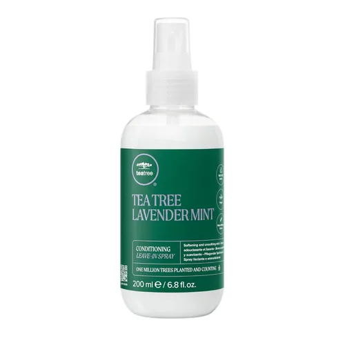 Tea Tree Spray acondicionador sin enjuague y menta lavanda, acondicionador ligero sin enjuague, suaviza y suaviza para cabello grueso + seco, 6.8