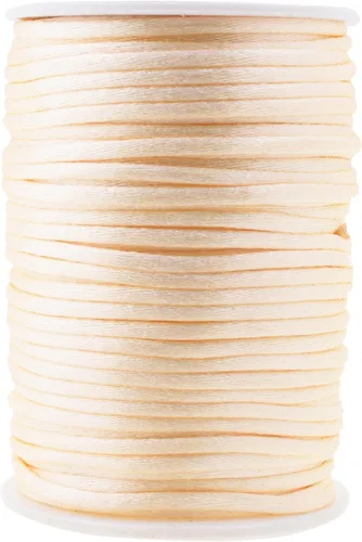 Miniatura 128 de Mandala Crafts Cordón de Satén de Nailon 2mm Cordón Rattail Champagne - 100 Yardas Cordón de Nailon Chino para Nudos Cordón de Seda Cola de Rata