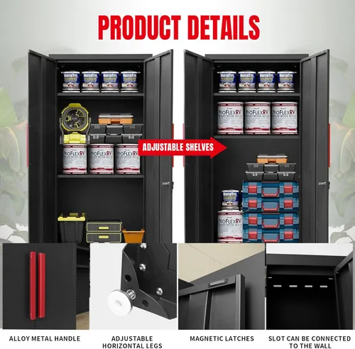 Miniatura 5 de Sistema de gabinetes de almacenamiento para garaje Torin, set de 8 piezas de gabinetes de taller en negro, incluye gabinetes de acero con cajones