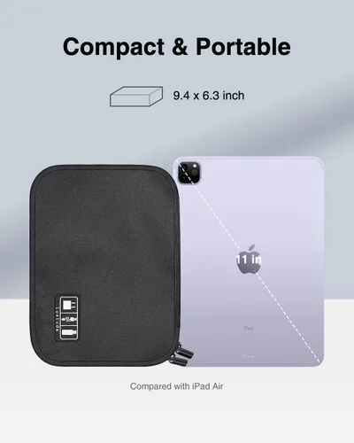 Miniatura 5 de Luxtude Organizador de Cables de Viaje, Bolsa Organizadora de Cables Plana, Organizador de Electrónica Portátil, Artículos Esenciales de Viaje