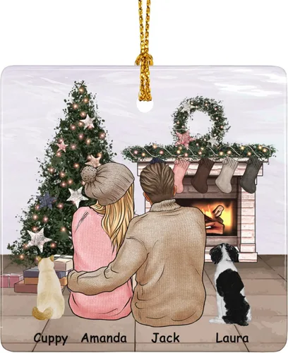 Bonitos adornos personalizados para parejas con retrato, adorno personalizado para árbol de Navidad con nombre de mascota, perro, gato, raza, regalo