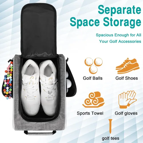Miniatura 4 de Wolt Bolsa para zapatos de golf - Bolsas de transporte para zapatos deportivos y de viaje con ventilación y doble bolsillo exterior para accesorios