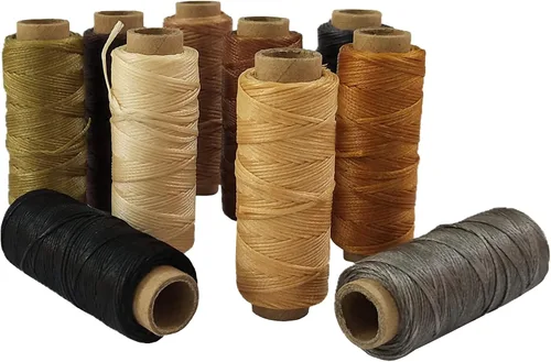 Miniatura 9 de Cordón de hilo encerado para costura de cuero 150D de 330 yardas para proyectos de manualidades de cuero, 0.039 in de diámetro, cable de hilo de 10