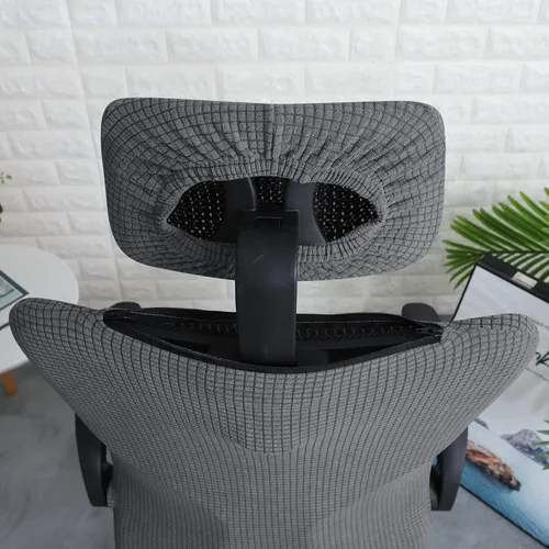 Miniatura 8 de FORCHEER Juego de fundas ergonómicas para sillas de oficina con funda para reposacabezas, repelente al agua para silla ejecutiva de oficina Gris