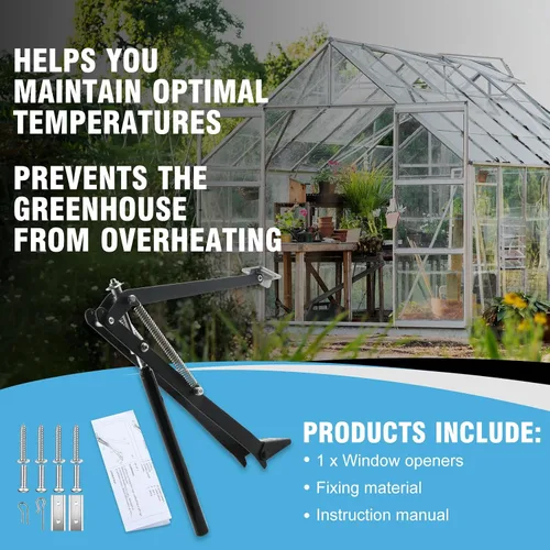 Miniatura 6 de CHANGE MOORE Abridor de ventilación automático para invernadero automático, negro, 1 paquete, abridor de ventana de techo, kit de ventilación C: 1 x