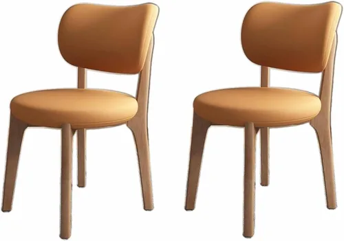 Miniatura 38 de Juego de 2 sillas de comedor tapizadas de cuero suave, sillas de comedor de madera maciza, con asiento acolchado y patas de madera para cocina, sala