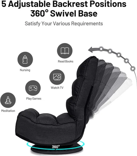 Miniatura 4 de Giantex - Silla gamer giratoria de 360 grados, silla plegable ajustable con 6 posiciones, soporte de resorte de hasta 136 kg, respaldo acolchado