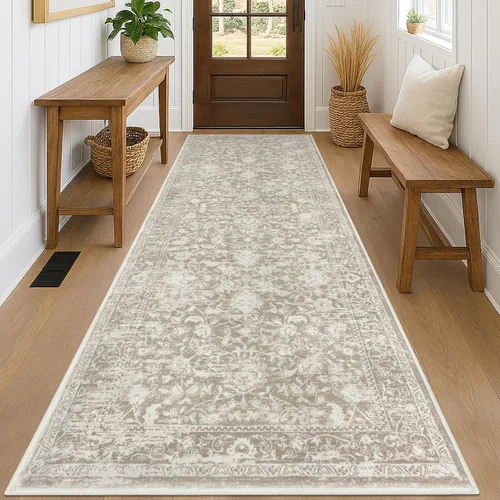 Miniatura 26 de KILOCOCO Alfombra lavable de 2 x 3 para entrada, estampado floral vintage, suave, antideslizante, azul, alfombras de cocina, tapete