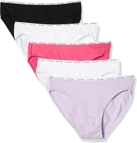 CALVIN KLEIN - Calzones de algodón elástico con logo y de corte tipo bikini para mujer, multipaquete