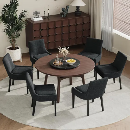 Miniatura 16 de MALOL Juego de 2 sillas de comedor tapizadas en corduroy con patas de madera, sillas de cocina laterales acolchadas de respaldo medio para comedor