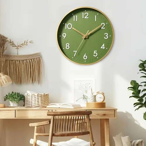 Miniatura 4 de Reloj de pared Mosewa de 20 cm, moderno, analógico, silencioso, sin tictac, funciona con pilas, decorativo para cocina, dormitorio, oficina (dorado)