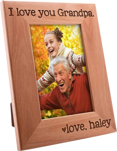 Miniatura 2 de Marco de fotos personalizado con texto en inglés "I Love You Grandpa", 4 x 6 pulgadas, marcos grabados personalizados con nombre, regalo del día