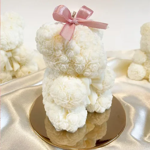 Miniatura 8 de Molde de vela Bowtie Rose Bear - Moldes de resina para hacer velas, moldes de silicona de resina epoxi para velas de bricolaje, jabón hecho a mano