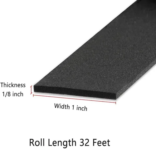 Miniatura 2 de Tiras adhesivas de espuma de 1 pulgada de ancho x 1/8 pulgadas en T, de neopreno, cinta de espuma de alta densidad para aislamiento de puertas
