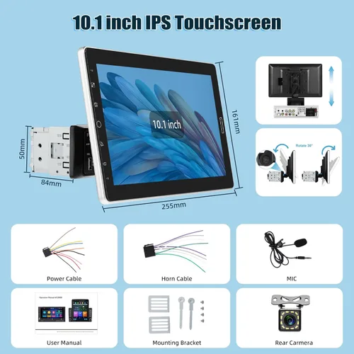 Miniatura 7 de Estéreo de coche de 10.1 pulgadas Single DIN con Carplay inalámbrico, radio con pantalla táctil de 10 pulgadas, compatible con radio AM FM/video