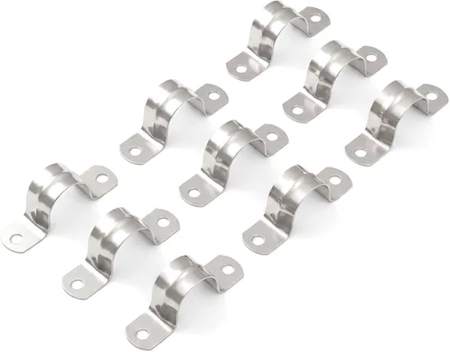Yaocom 100 correas de tubo de 1 pulgada de acero inoxidable 304 abrazadera de conducto reforzada rígida 2 agujeros U soporte para fijación de