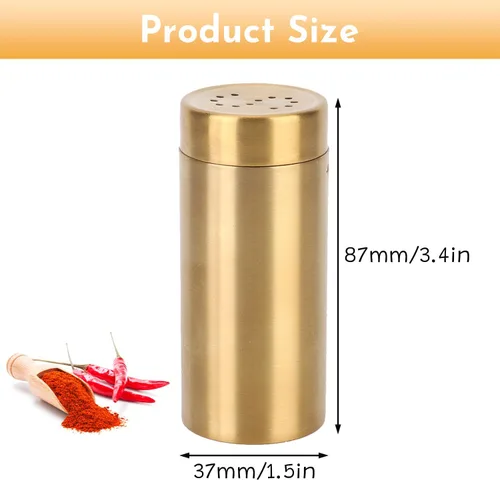 Miniatura 2 de 2 tarros dorados para especias con agujero P/S de acero inoxidable para condimentos para azúcar, sal, pimienta, especias, para cocina del hogar