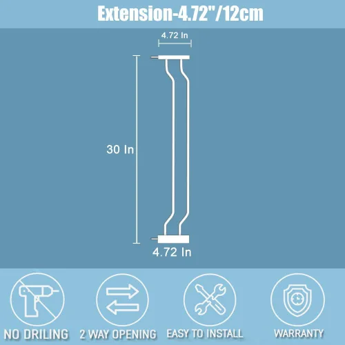 Miniatura 3 de Puerta extra ancha para bebé, 4.72 pulgadas, extensiones de paseo a través de la puerta del bebé, montaje a presión, cierre automático, puertas