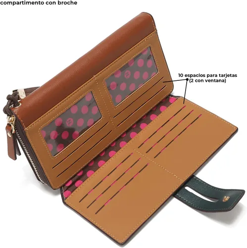 Miniatura 4 de Nicole Lee Cartera plegable con solapa y correa de muñeca desmontable, cartera de mano de noche, múltiples tarjeteros y ventanas de identificación