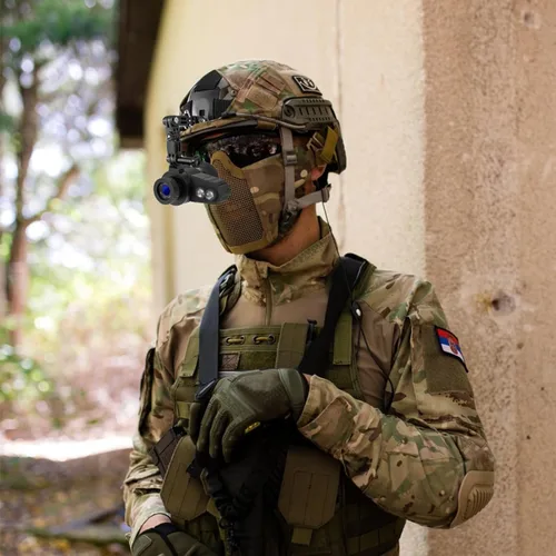 Miniatura 2 de Gafas monoculares de visión nocturna montadas en la cabeza con correa elástica para la cabeza, aumento predeterminado 7X, equipo NVG rango de 1148