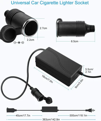 Miniatura 5 de ALITOVE Convertidor de CA a CC de 110 V a 12 V 20.8 A 250 W con enchufe para encendedor de cigarrillos de automóvil y cable de extensión