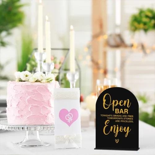 Miniatura 6 de Letrero acrílico de boda, decoración de despedida de soltera, letrero de barra abierta para ceremonia, letreros de mesa de fuente moderna, letreros