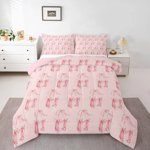 Miniatura 29 de Feelyou Juego de edredón de castillo rosa para niños, tamaño individual, juego de ropa de cama de princesa para niños y niñas, inserto de edredón