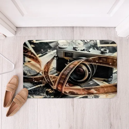 Miniatura 28 de Homewish Alfombra de baño con música de piano, notas musicales, para niños, niñas, niños, adolescentes, retro, graffiti, gris, dorado, lanudo