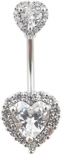 Excepro - Anillo para ombligo de acero inoxidable quirúrgico 316L chapado PVD con circonita cúbica multicolor en forma de corazón, anillos