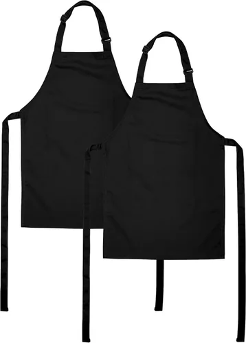 Delantal para niños, pequeño, 100% algodón con una correa ajustable para adaptarse a todas las edades Negro