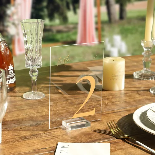 Miniatura 5 de UNIQOOO Paquete de 20 letreros acrílicos transparentes en blanco – Signos de números de mesa de 5 x 7 pulgadas, letreros de boda, tarjeta y letrero
