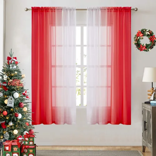 Miniatura 21 de Cortinas transparentes de lino sintético con degradado gris oscuro para dormitorio y sala de estar con bolsillo para barra, cortinas de gasa Gris